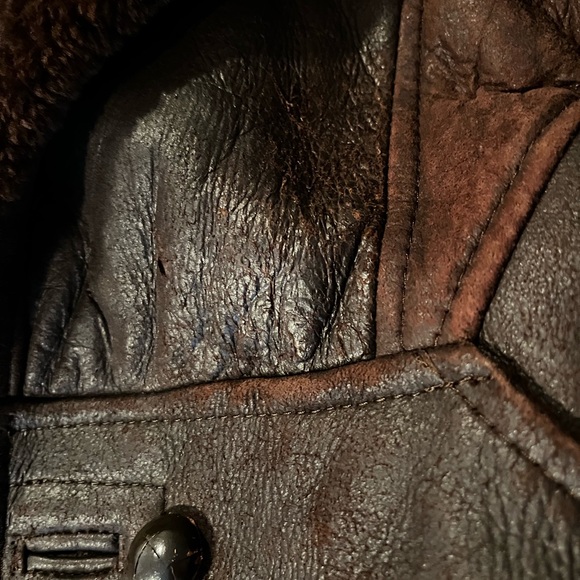 Brown Shearling Leather Vintage Coat - Picture 5 of 11